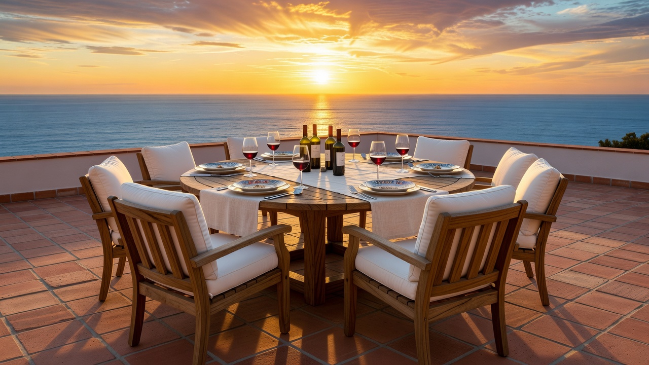 Cena al atardecer