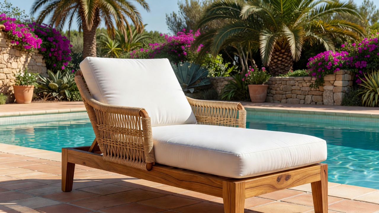 Silla de teca en jardín privado